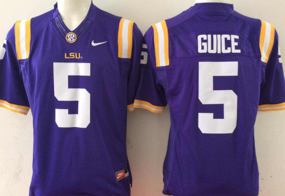 Men's LSU Tigers Derrius Guice #5 Purple Jersey